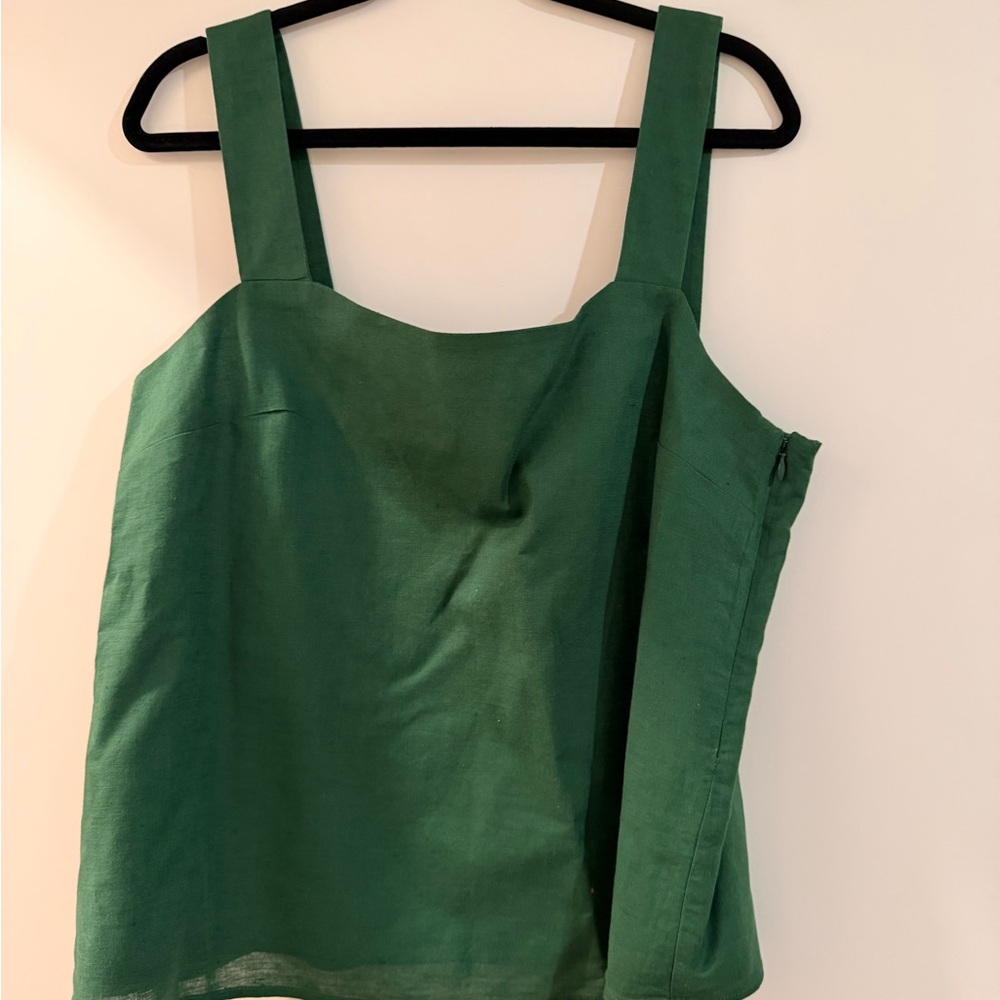 J. Crew Green Chambray squareneck tank top